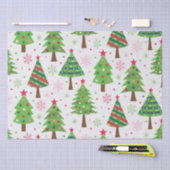 装飾フェスティバルグリーンクリスマスツリーパターン 薄葉紙 (クラフト)