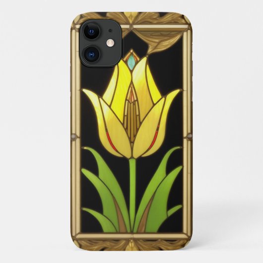 装飾フレーム入りイエローチューリップ Case-Mate iPhoneケース (裏面)