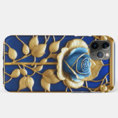装飾フレーム内のゴールデンブルーローズ Case-Mate iPhoneケース (裏面(横))