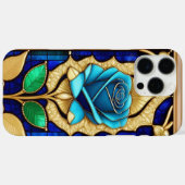 装飾フレーム内のゴールデンブルーローズ Case-Mate iPhoneケース (裏面 (横))