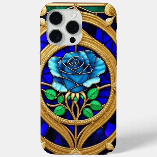 装飾フレーム内のゴールデンブルーローズ Case-Mate iPhoneケース (裏面)