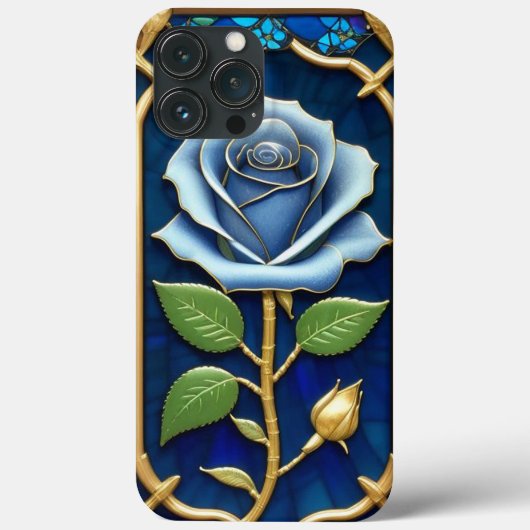 装飾フレーム内のゴールデンブルーローズ Case-Mate iPhoneケース (裏面)