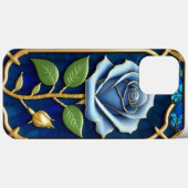 装飾フレーム内のゴールデンブルーローズ Case-Mate iPhoneケース (裏面 (横))