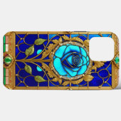 装飾フレーム内のゴールデンブルーローズ Case-Mate iPhoneケース (裏面 (横))