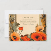 装飾フローラアールヌーボーポピー結婚ズ サンキューカード (正面)