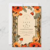 装飾フローラアールヌーボーポピー結婚ズ セーブザデート (正面)