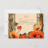 装飾フローラアールヌーボーポピー結婚ズ 出欠カード (正面)