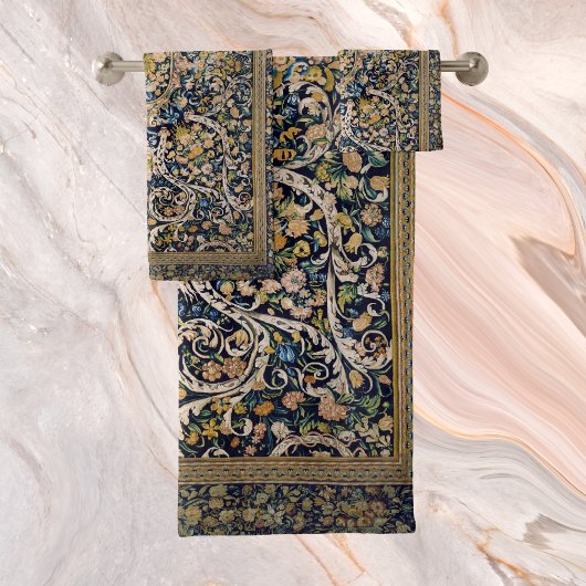 装飾フローラカーペットパターン バスタオルセット