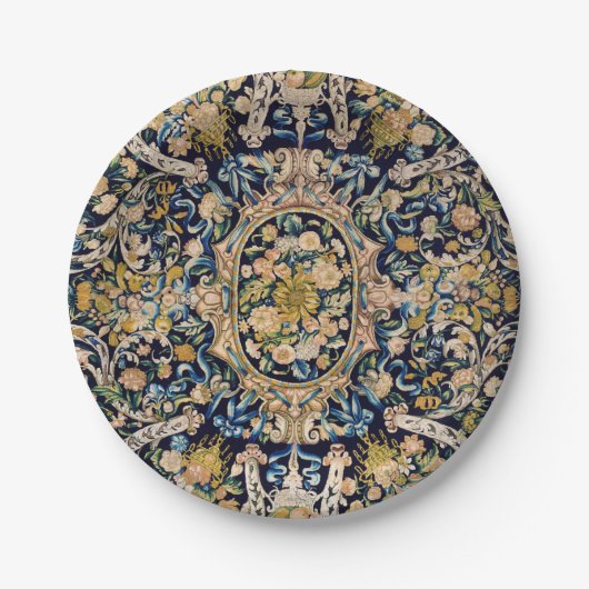 装飾フローラカーペットパターン ペーパープレート (正面)