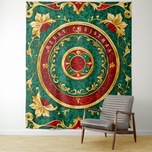 装飾フローラクリスマスホリディバックグラウンド タペストリー (インサイチュ)