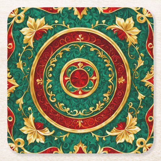 装飾フローラクリスマスホリデー紙コースター スクエアペーパーコースター (正面)