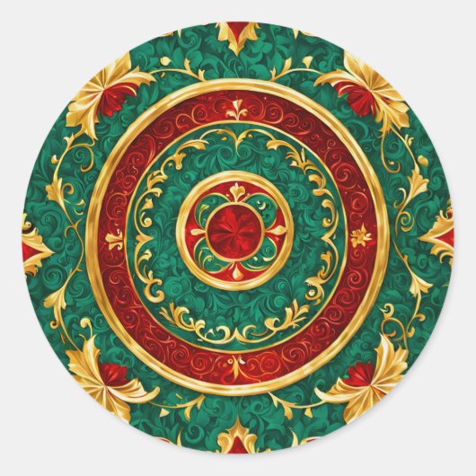 装飾フローラクリスマスホリデー ラウンドシール (正面)