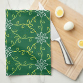 装飾フローラシームレスパターン キッチンタオル (四つ折り)