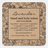 装飾フローラフレームクラフト紙ラベル スクエアシール (正面)