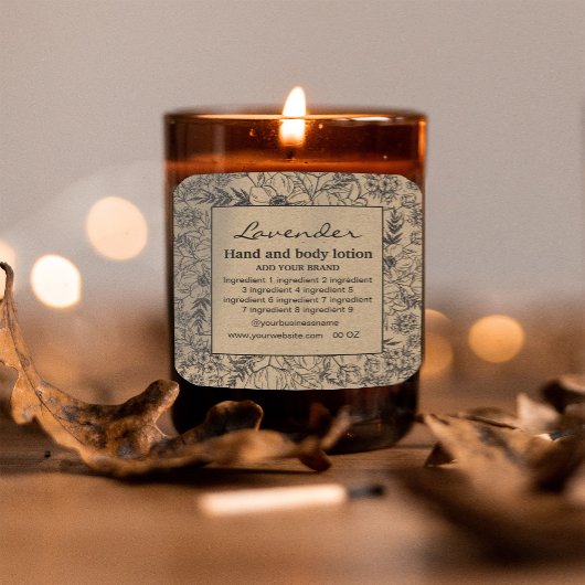 装飾フローラフレームクラフト紙ラベル スクエアシール