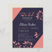 装飾フローラブライダルシャワーはがき インビテーションポストカード (正面/裏面)