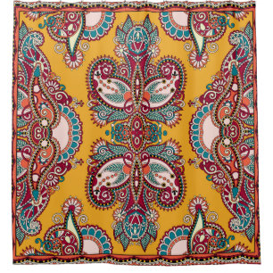 装飾フローラペイズリー伝統的: Bandanna シャワーカーテン