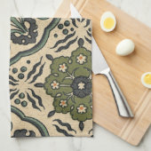 装飾フローラペルシアタイルデザイン キッチンタオル (四つ折り)