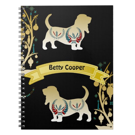 装飾フローラモチーフ愛犬の恋人の学校おもしろい ノートブック (正面)