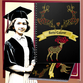 装飾フローラモチーフ鹿ファミリーinスクール ノートブック