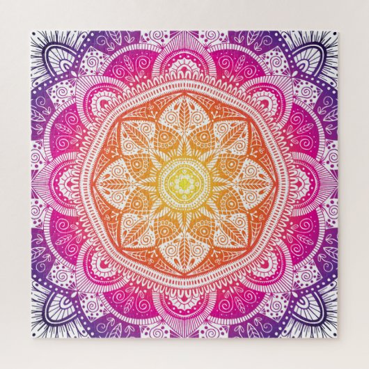 装飾フローラ曼荼羅:カラフルヴィンテージ。 ジグソーパズル (縦)