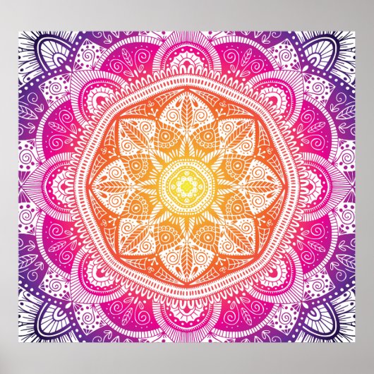 装飾フローラ曼荼羅：カラフルヴィンテージ。 ポスター (正面)