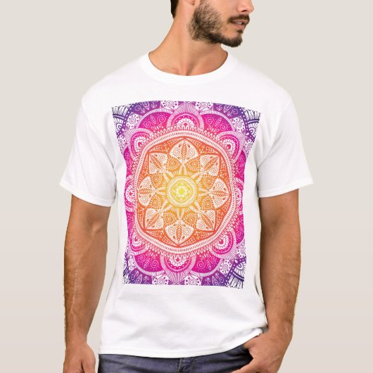 装飾フローラ曼荼羅:カラフルヴィンテージ。 Tシャツ (正面)