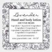 装飾フローラ枠の白い背景ラベル スクエアシール (正面)