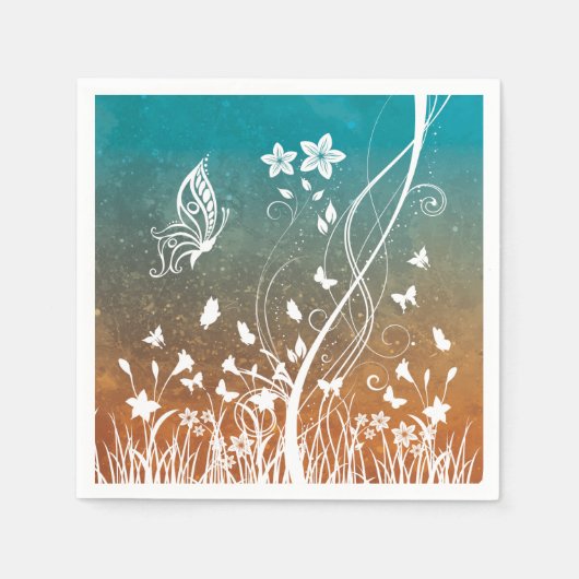 装飾フローラ蝶紙デカップージ スタンダードカクテルナプキン (正面)