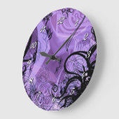 装飾ブラックとパープルパターンの壁時計 ラージ壁時計 (傾斜)