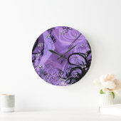 装飾ブラックとパープルパターンの壁時計 ラージ壁時計 (ホーム)