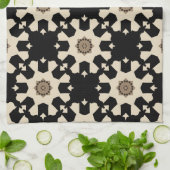 装飾ブラックとベージュの幾何学的パターン キッチンタオル (折り畳み)