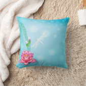 装飾ブルーのピンクのロータスグリッターフェイク箔 クッション (ブランケット)