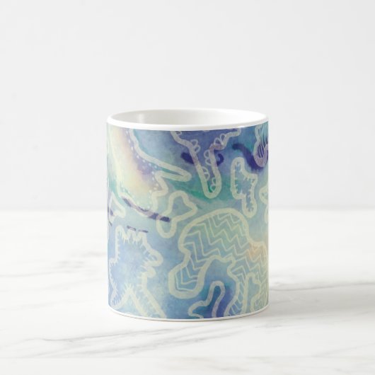 装飾ブルートーン抽象芸術クラシックマグ コーヒーマグカップ (中央)