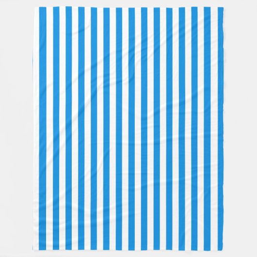 装飾ブルー白ストライプのエレガントテンプレート フリースブランケット (正面)