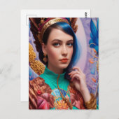 装飾プリンセス付きティール（緑がかった色） ポストカード (正面/裏面)