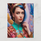 装飾プリンセス付きティール（緑がかった色） ポストカード (正面)