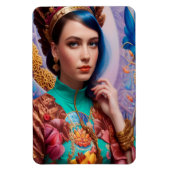 装飾プリンセス付きティール（緑がかった色） マグネット (縦)