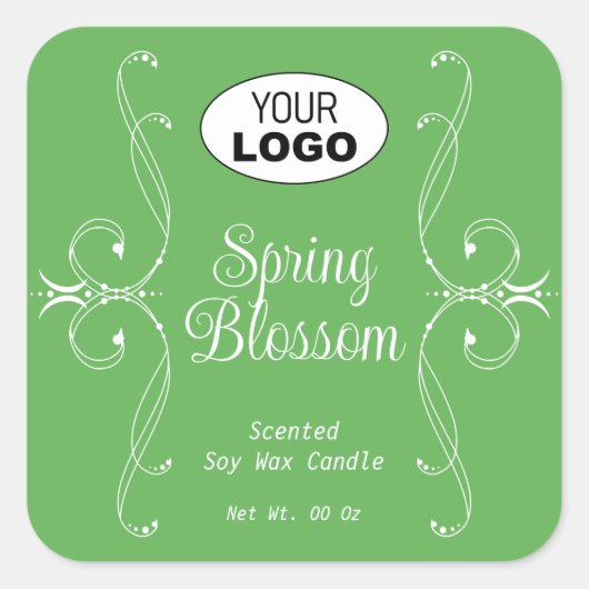 装飾プレーンのパステルグリーンフローリッシュ華美 スクエアシール (正面)