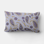 装飾ペイズリー紫ラベンダー金ゴールド ランバークッション (裏面)