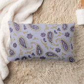 装飾ペイズリー紫ラベンダー金ゴールド ランバークッション (ブランケット)