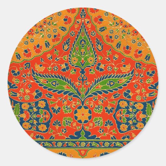 装飾ペルシャフローラプリント ラウンドシール (正面)