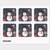 装飾ホリデイ雪だるま スクエアシール (シート)