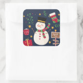 装飾ホリデイ雪だるま スクエアシール (バッグ)