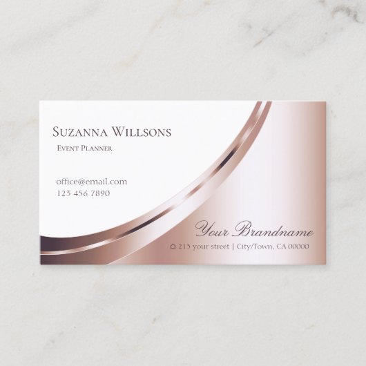 装飾ホワイトとバラ金ゴールドデコールラグジュアリースタイル 名刺 (正面)