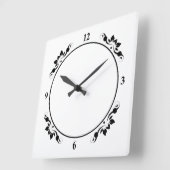 装飾ホワイトとブラック顔パーソナライズ芸術 スクエア壁時計 (傾斜)