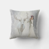 装飾ホワイトスノートナベリーハッピーホリデー クッション (裏面)