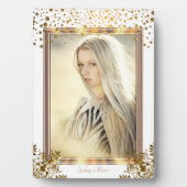 装飾ホワイト&金ゴールド紙吹雪- DIY写真 フォトプラーク (正面)