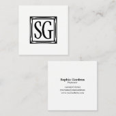 装飾ボックス – イニシャル – 正方形 スクエア名刺 (正面/裏面)