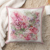 装飾ボーダーと様式化フローラ クッション (ブランケット)